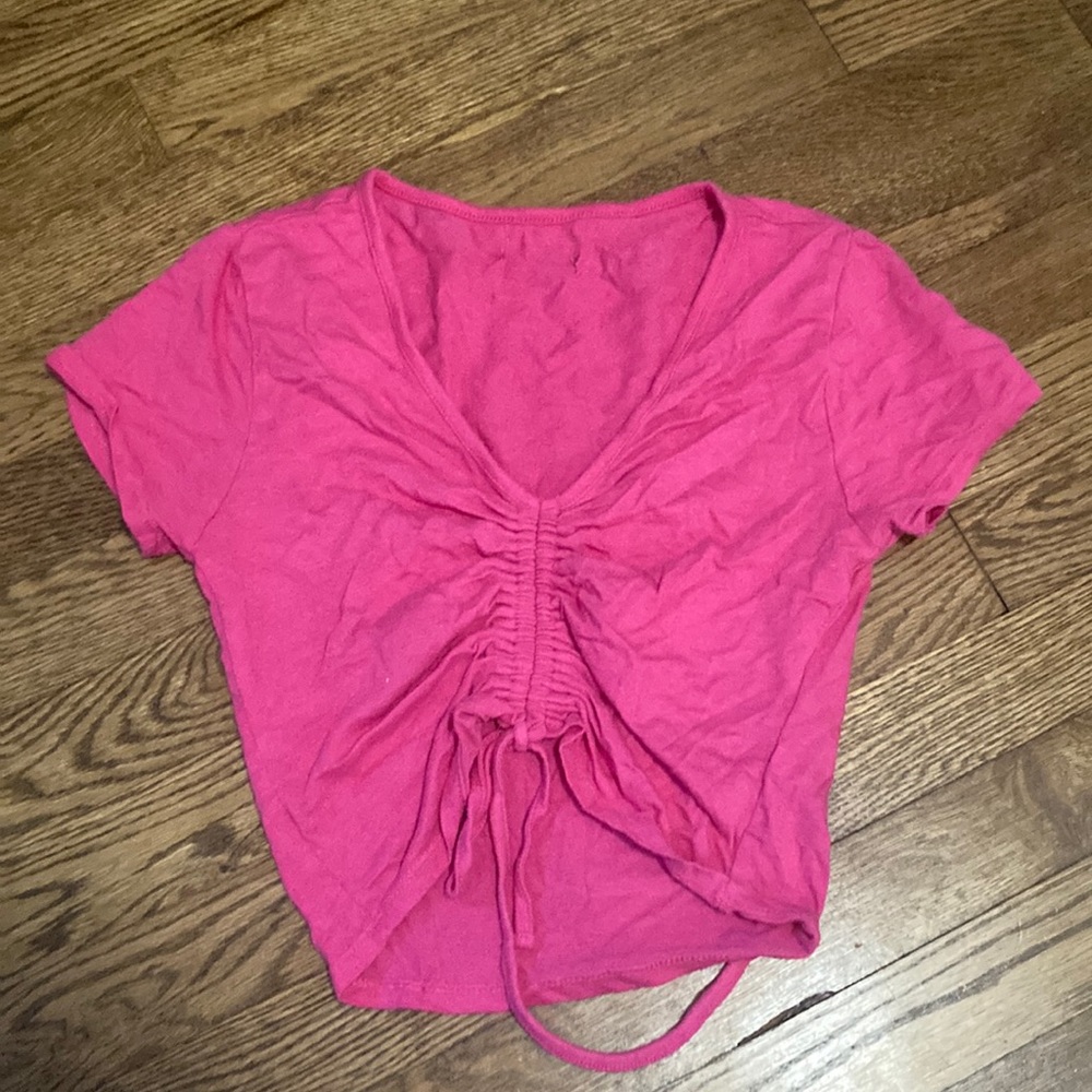 Fuchsia Ruched Crop Top